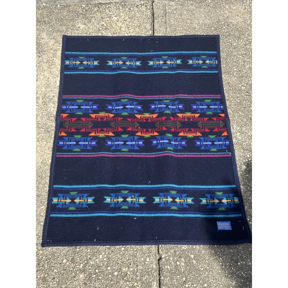 Vintage Beaver State Pendleton Wool Aztec Shawl Blanket 26x39 Chief Joseph READ - Picture 2 of 6